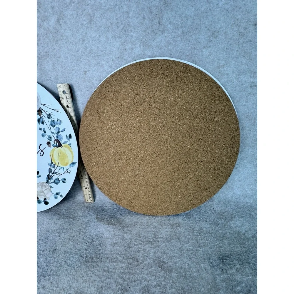 SET OF 4 HARD ROUND PLACEMATS W/CORK BACK(14